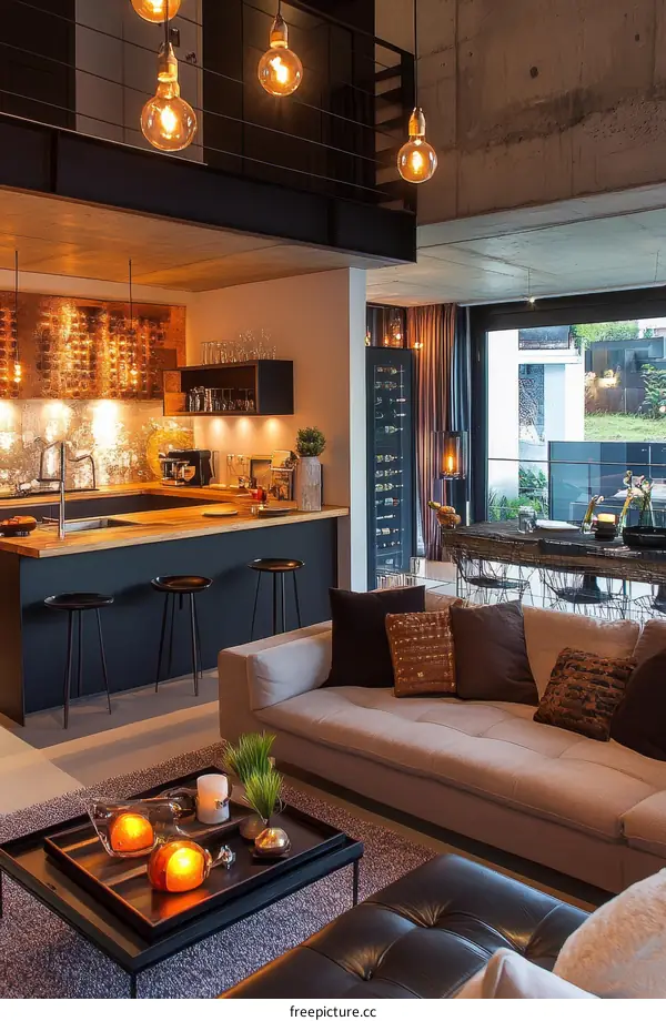 Modern Industrial Style Living Room Interior Design