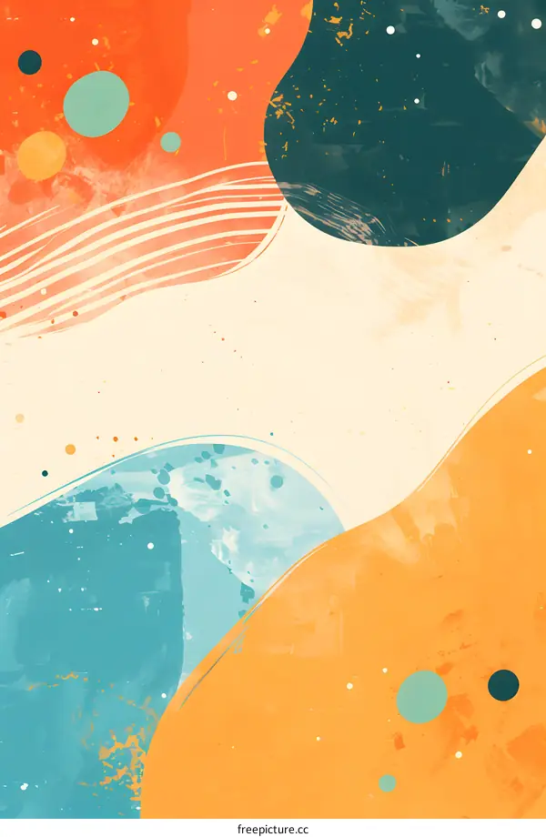 Abstract Art Background with Orange, Blue and Green Colors