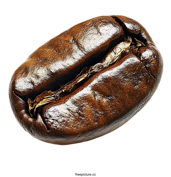 [Transparent Background PNG]Close-up of a Roasted Coffee Bean