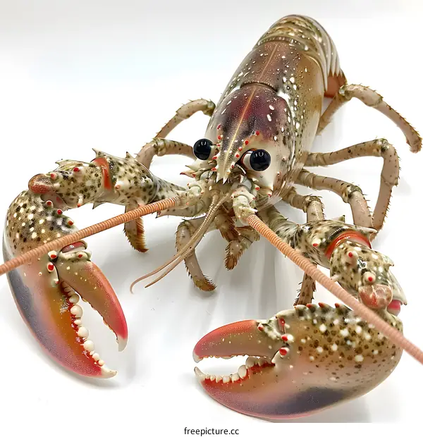 A large lobster with a white background