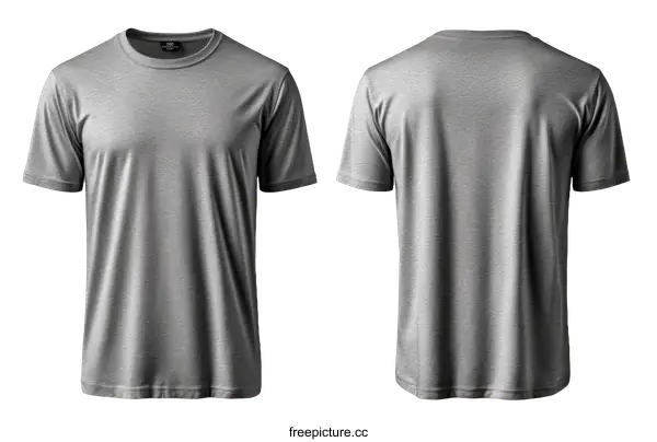 [Transparent Background PNG]Blank Gray T-Shirt Mockup Front and Back View