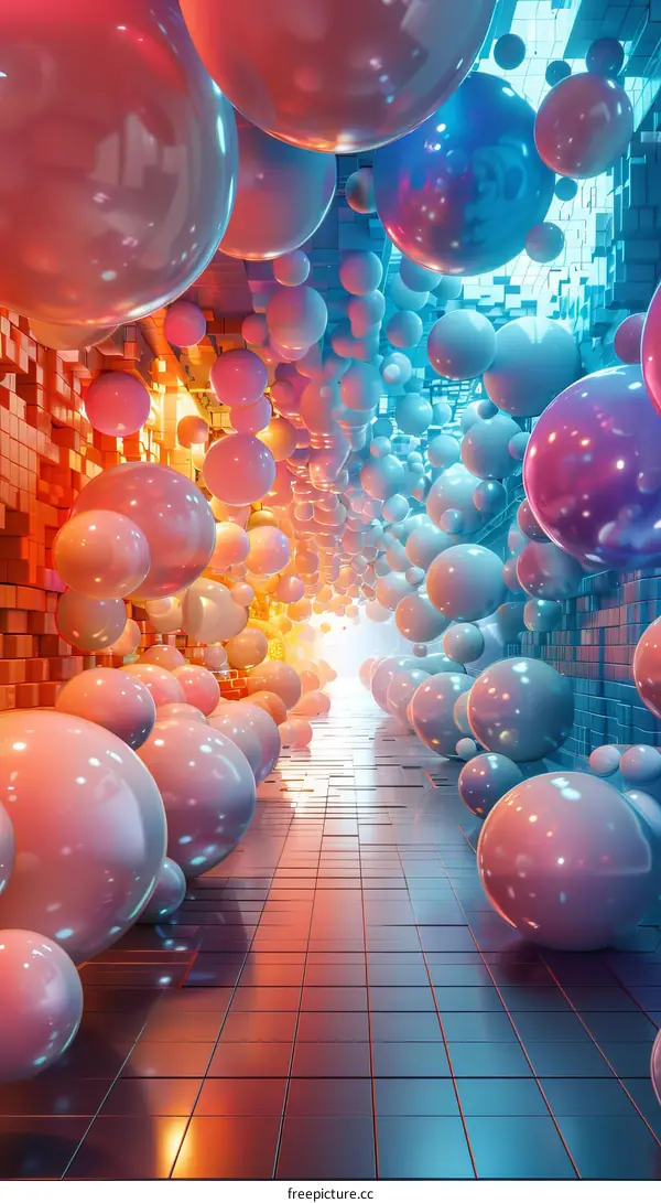 Abstract Geometric Tunnel with Colorful Spheres