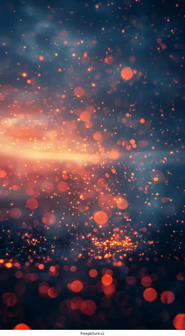 Glowing orange and yellow lights on a dark blue background