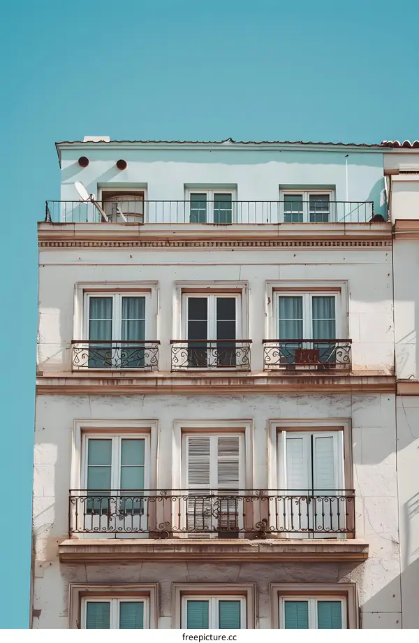 Modern Building Exterior With Balconies And Windows