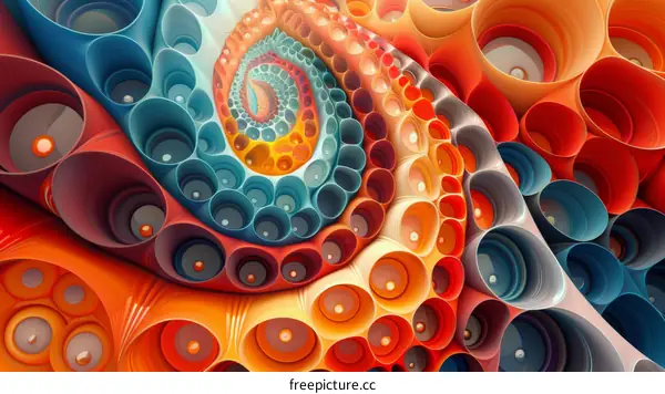 Abstract Colorful Geometric Spiral Design