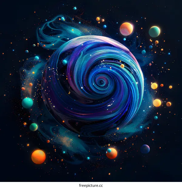Abstract Swirling Planet in Space