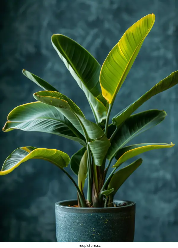 A Bird of Paradise plant in a pot