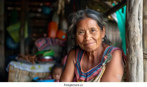 Indigenous Woman Portrait in Traditional Clothing
