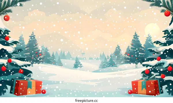 Christmas Snow Scene Illustration