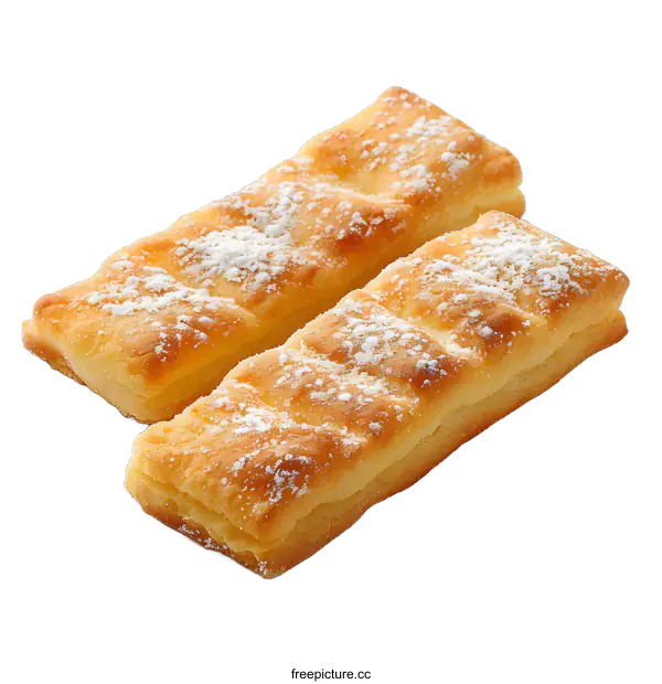 [Transparent Background PNG]Two puff pastry cookies with sugar powder