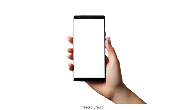 [Transparent Background PNG]Hand Holding a Smartphone with Empty Screen