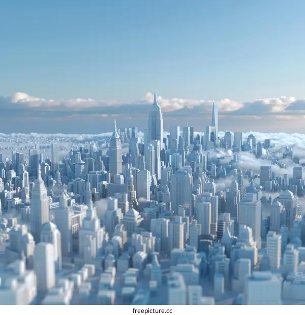 Futuristic Cityscape Above the Clouds