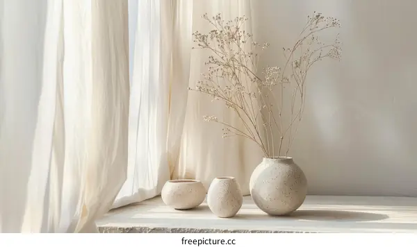 Dried Flowers in a Vase by the Window: Minimalist Home Decor