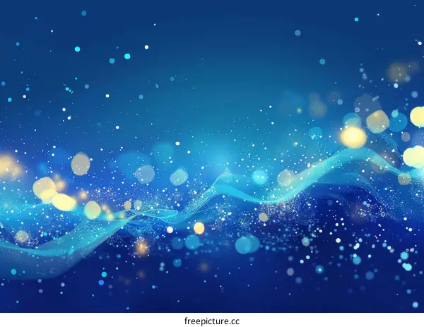 Blue abstract background with glowing light and wave