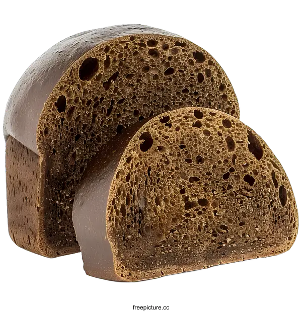 [Transparent Background PNG]Freshly Baked Loaf of Rye Bread Sliced