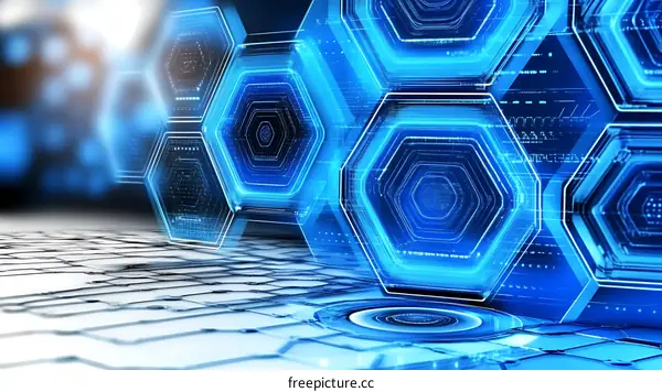 Futuristic Hexagonal Digital Display