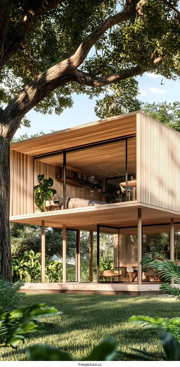 Modern Wooden House in the Forest