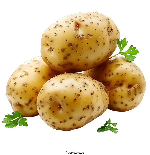 [Transparent Background PNG]Fresh Potatoes With Parsley Leaves