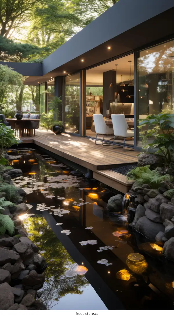 The beauty of a home with a pond