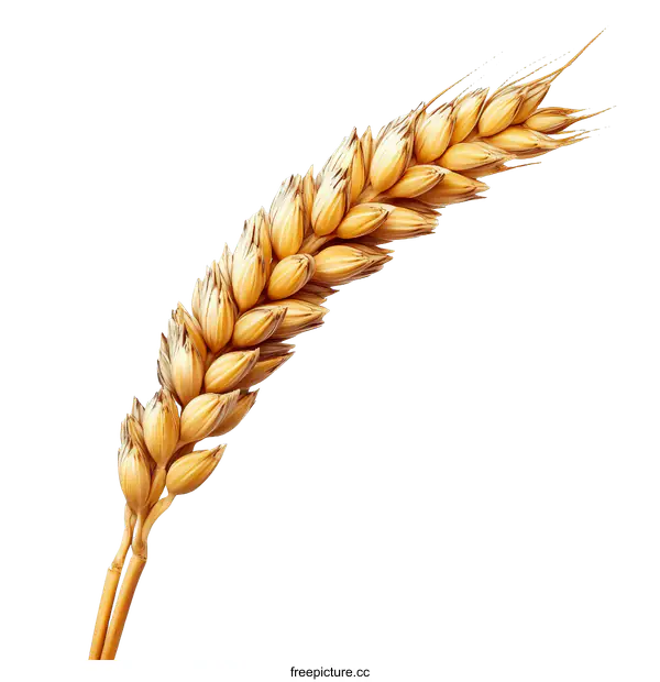 [Transparent Background PNG]Golden Wheat Ear Isolated on White Background