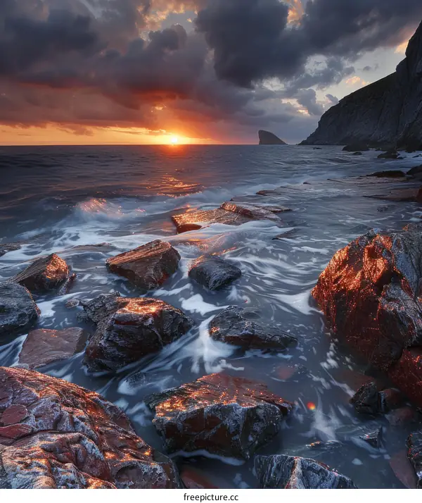 Rocky coast sunset