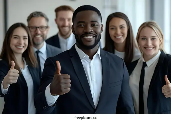Successful Business Team Showing Thumbs Up