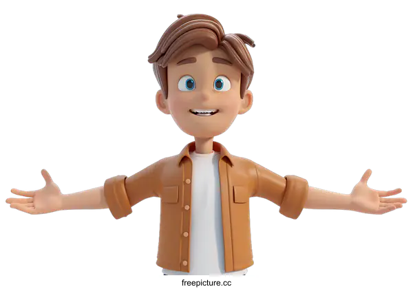 [Transparent Background PNG]3D cartoon character of a boy