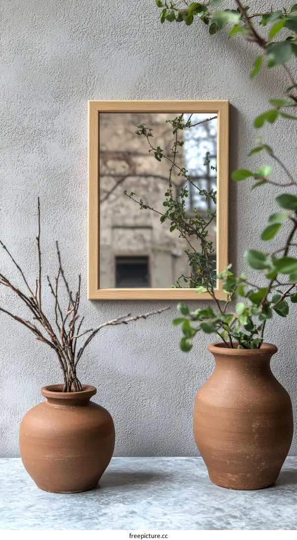 Rustic Home Decor with Wooden Frame Mirror