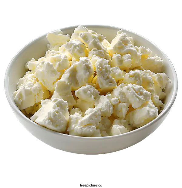 [Transparent Background PNG]Bowl of Crumbled Feta Cheese
