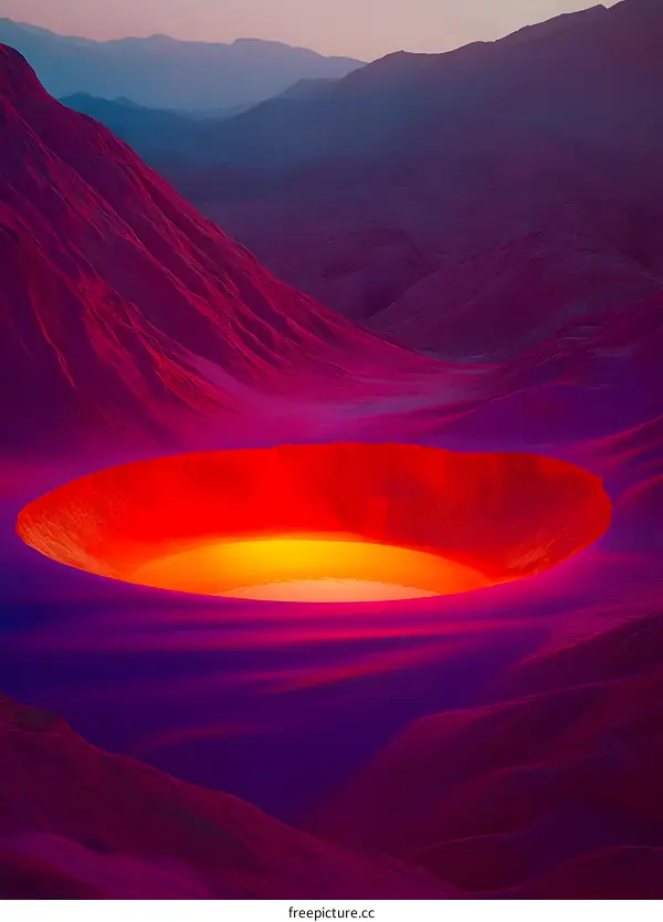 Abstract Landscape With Volcano Crater