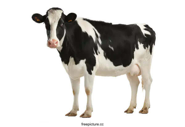 [Transparent Background PNG]Black and White Cow Isolated on White Background