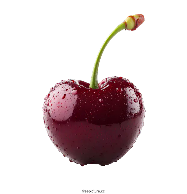 [Transparent Background PNG]Fresh Red Cherry with Water Drops
