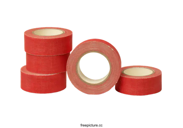 [Transparent Background PNG]Red masking tapes rolls on white background