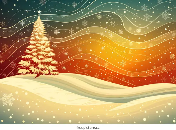 Christmas Tree in Snowy Landscape