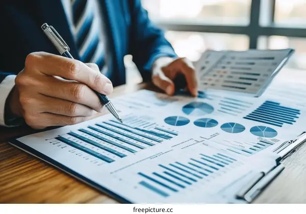 Businessman Examining Financial Reports