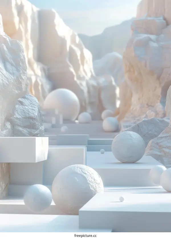 Abstract White Rock Formations in a Surreal Landscape