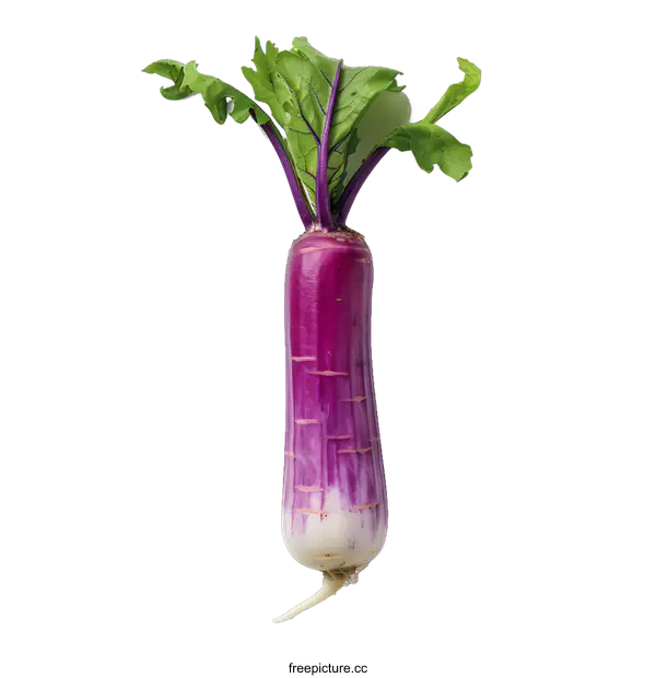 [Transparent Background PNG]Fresh Purple Turnip with Green Leaves