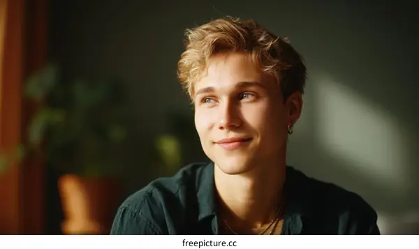 Close-up Portrait of a Caucasian Young Man
