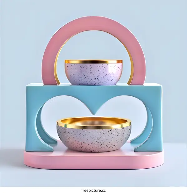 Abstract Geometric 3D Render with Pink and Blue Shapes
