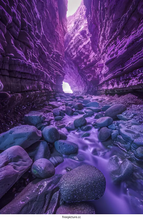 Purple Canyon with Rocks and Stream