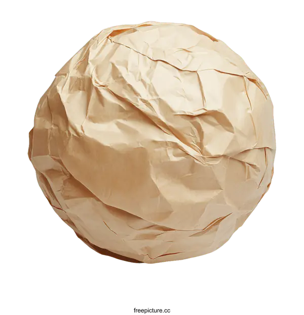 [Transparent Background PNG]Crumpled Brown Paper Ball