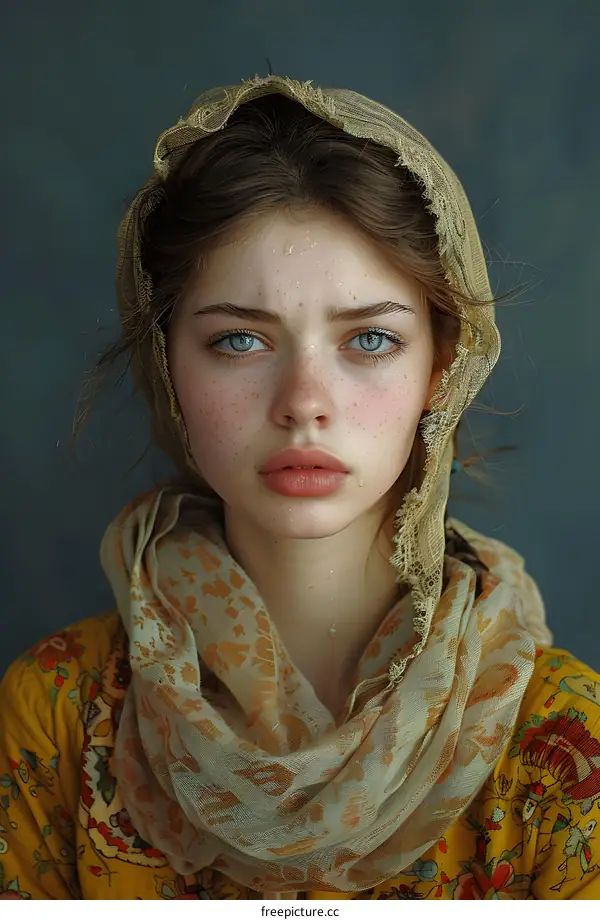 A young woman wearing a headscarf