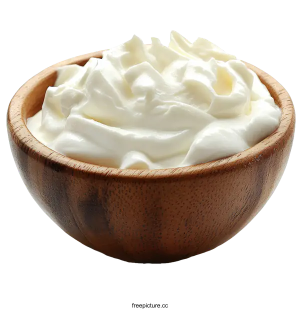 [Transparent Background PNG]Creamy Whipped Topping in Wooden Bowl