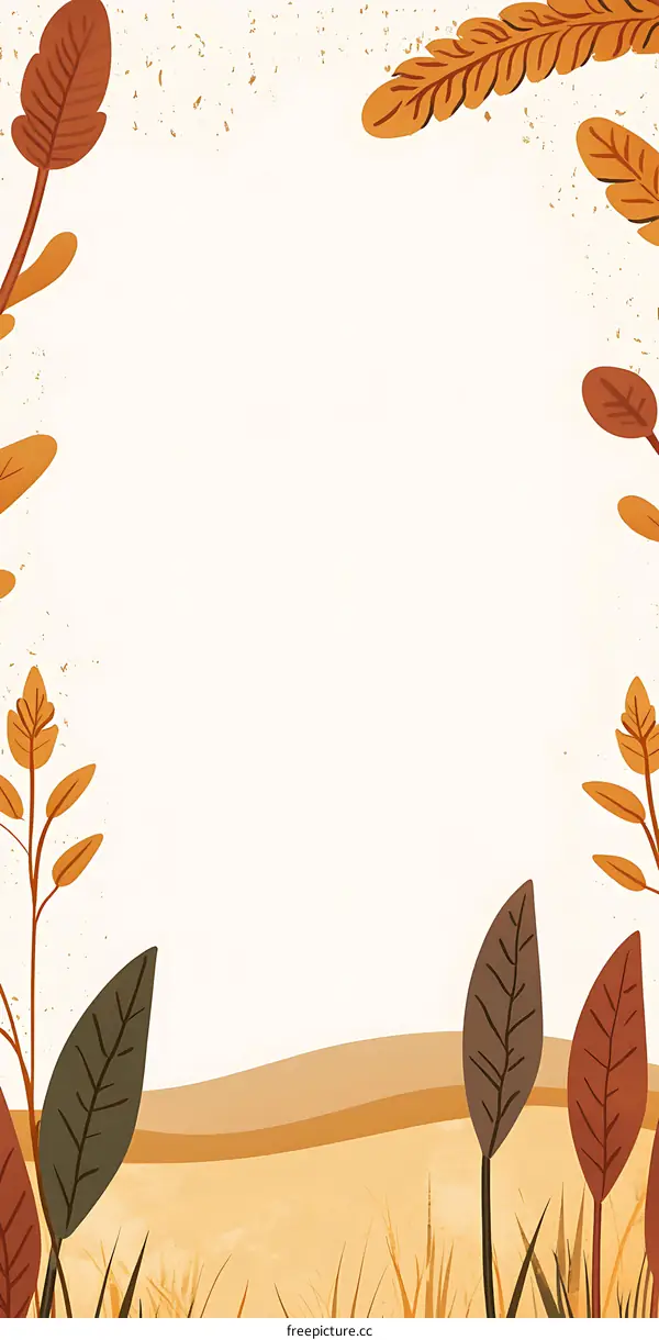 Autumn Leaves Border With White Background