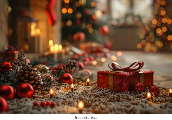 Christmas Spirit by the Cozy Fireplace