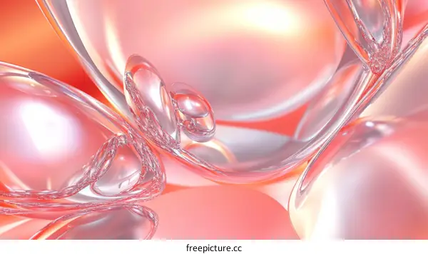 Abstract Liquid Forms in Pastel Pink and Peach