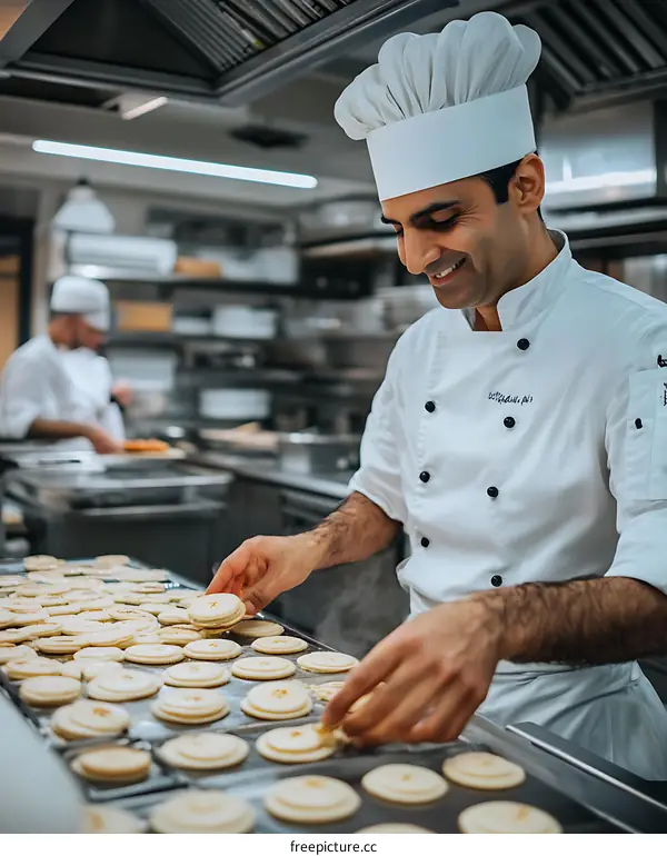 Chef in a Kitchen Preparing Cookies