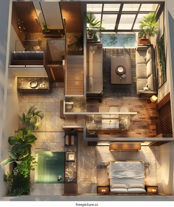 The interior design of the duplex apartment