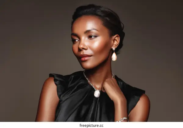 Elegant African Woman in Fine Jewelry Fashion Portrait
