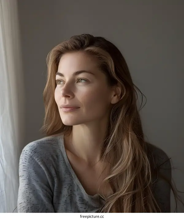 Portrait of a Young Woman Looking Away From the Camera